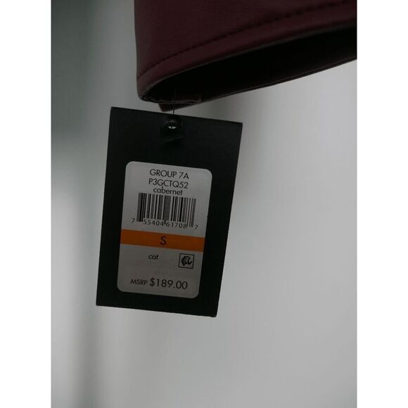 DKNY Women's Faux Leather Motorcycle Jacket Cabernet Size S - Picture 7 of 7